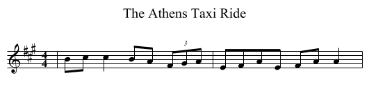 The Athens Taxi Ride - staff notation