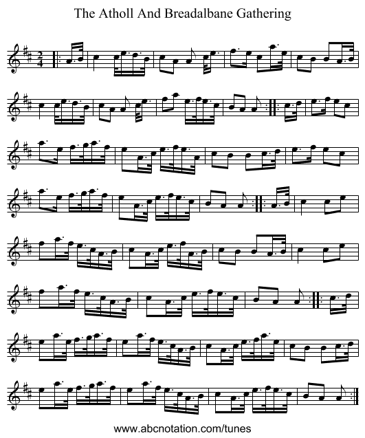 The Atholl And Breadalbane Gathering - staff notation