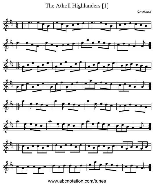 The Atholl Highlanders [1] - staff notation