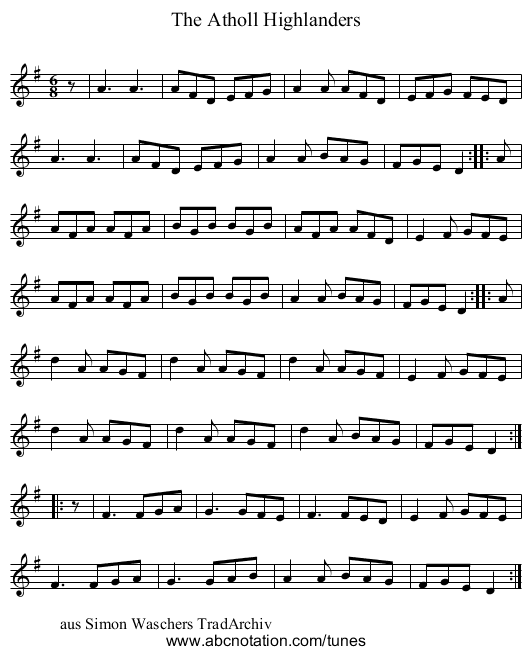 The Atholl Highlanders - staff notation