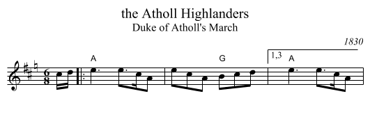 the Atholl Highlanders - staff notation