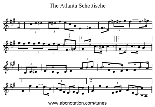 The Atlanta Schottische - staff notation