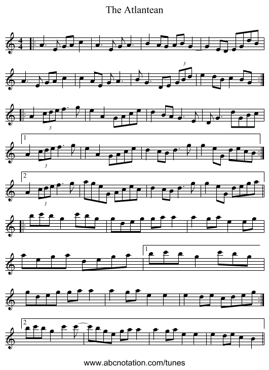 The Atlantean - staff notation