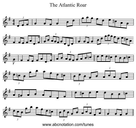 The Atlantic Roar - staff notation