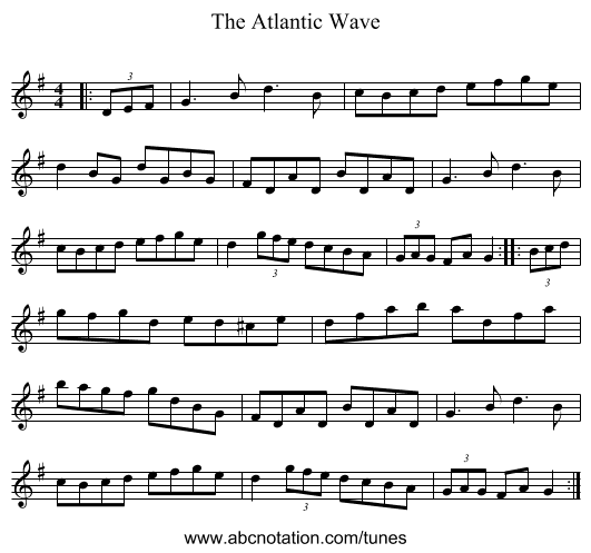 The Atlantic Wave - staff notation