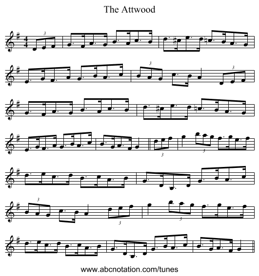 The Attwood - staff notation