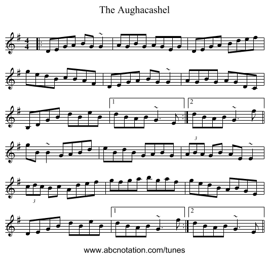 The Aughacashel - staff notation