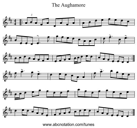 The Aughamore - staff notation