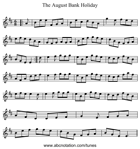 The August Bank Holiday - staff notation