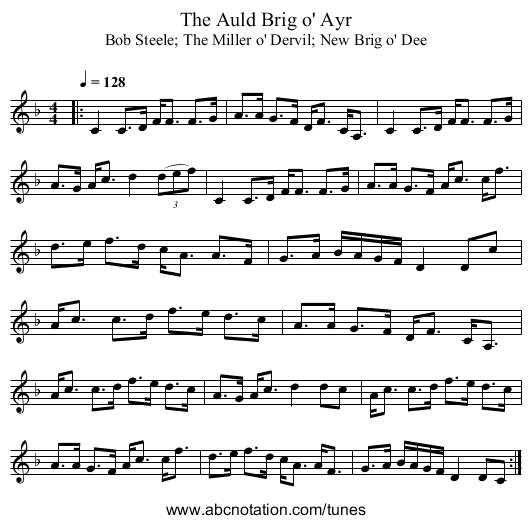The Auld Brig o' Ayr - staff notation