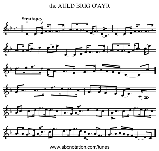 the AULD BRIG O'AYR - staff notation