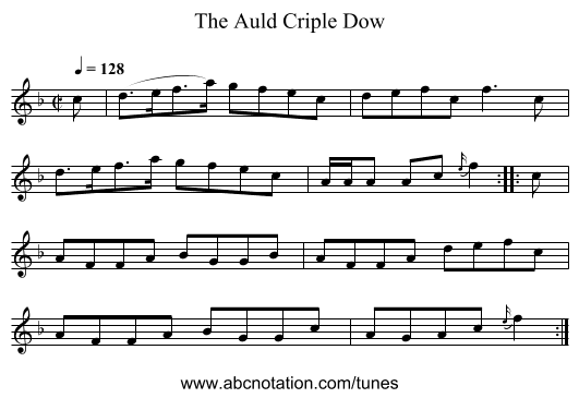 The Auld Criple Dow - staff notation