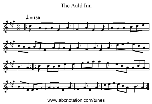 The Auld Inn - staff notation