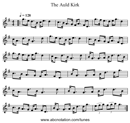 The Auld Kirk - staff notation