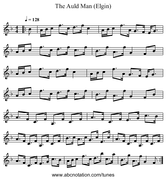 The Auld Man (Elgin) - staff notation
