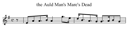 the Auld Man's Mare's Dead - staff notation