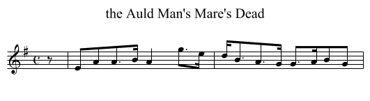 the Auld Man's Mare's Dead - staff notation