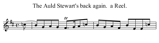 The Auld Stewart's back again.  a Reel. - staff notation