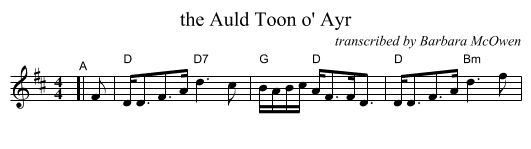 the Auld Toon o' Ayr - staff notation