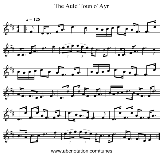 The Auld Toun o' Ayr - staff notation