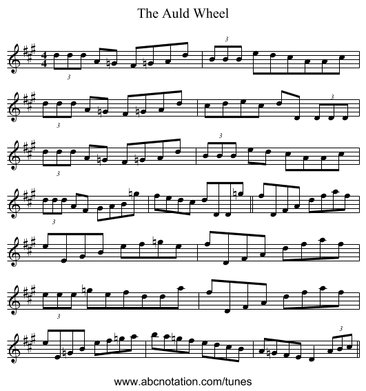 The Auld Wheel - staff notation