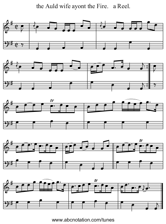 the Auld wife ayont the Fire.   a Reel. - staff notation