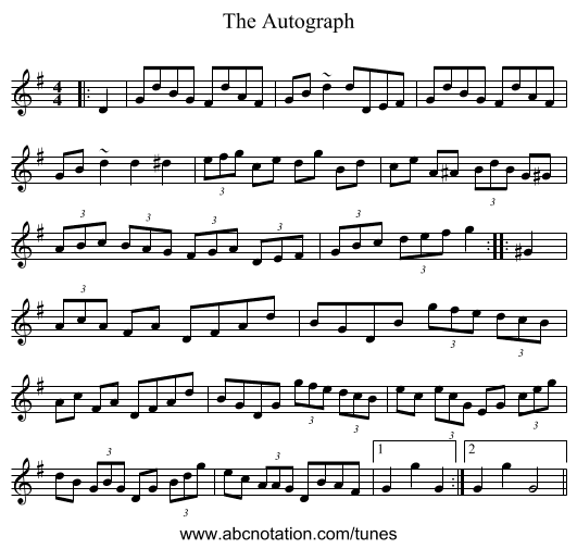 The Autograph - staff notation