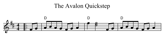 The Avalon Quickstep - staff notation