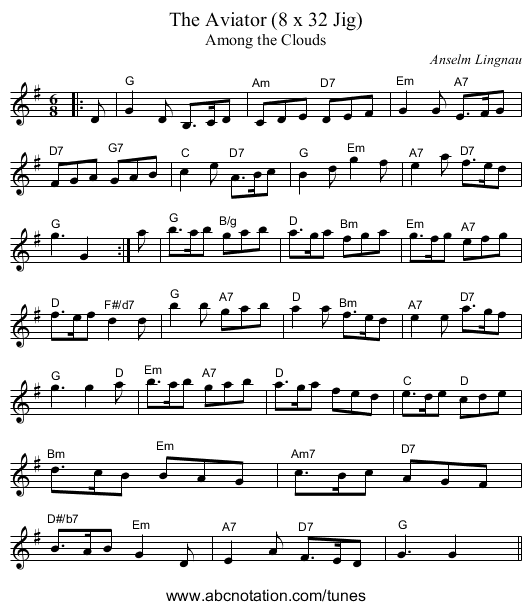 The Aviator (8 x 32 Jig) - staff notation