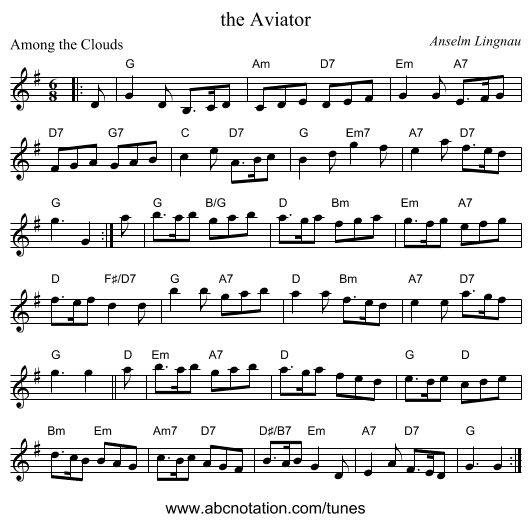 the Aviator - staff notation