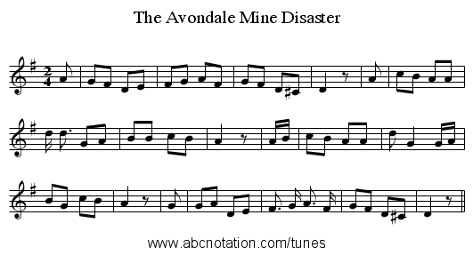 The Avondale Mine Disaster - staff notation
