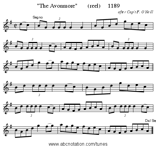 The Avonmore       (reel)     1189 - staff notation