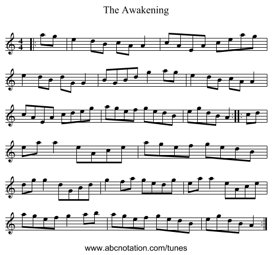 The Awakening - staff notation