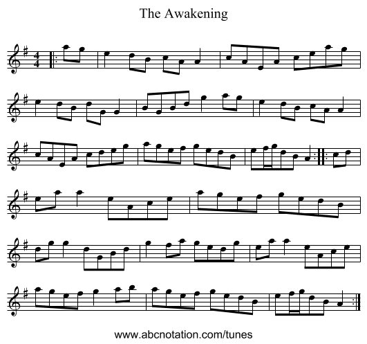 The Awakening - staff notation