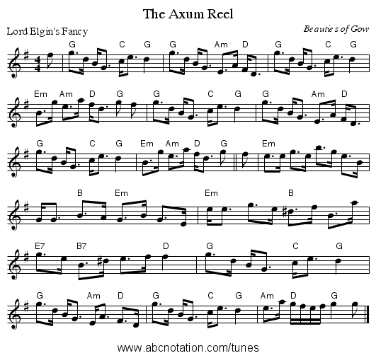 The Axum Reel - staff notation