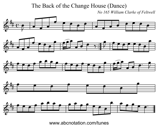 The Back of the Change House (Dance) - staff notation