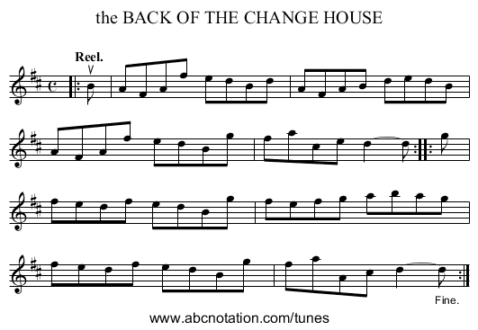 the BACK OF THE CHANGE HOUSE - staff notation