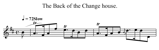 The Back of the Change house. - staff notation
