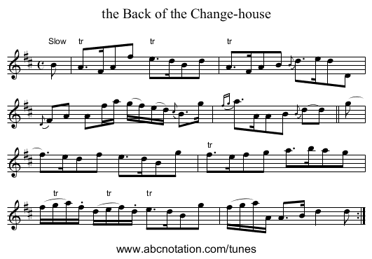the Back of the Change-house - staff notation