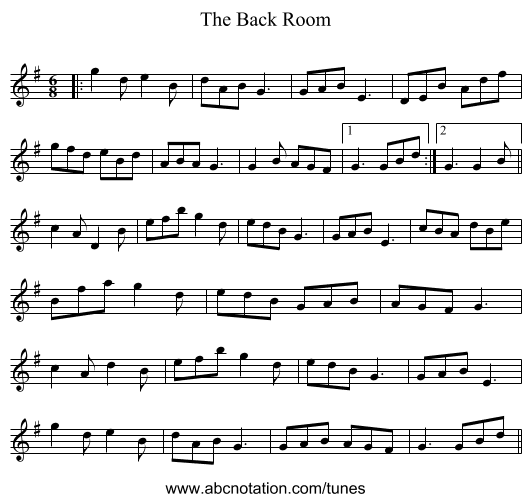 The Back Room - staff notation