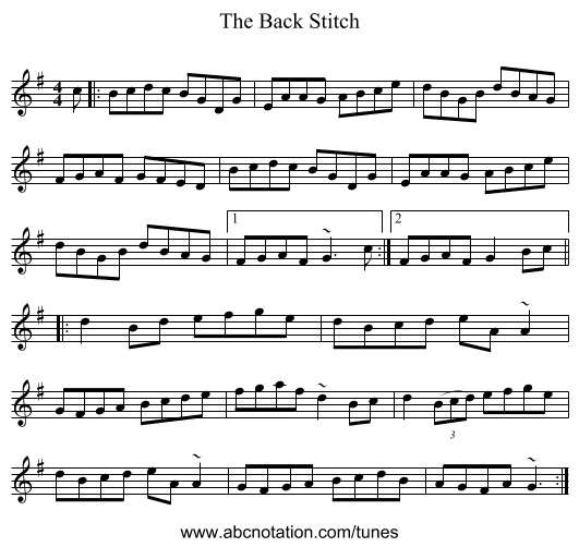 The Back Stitch - staff notation