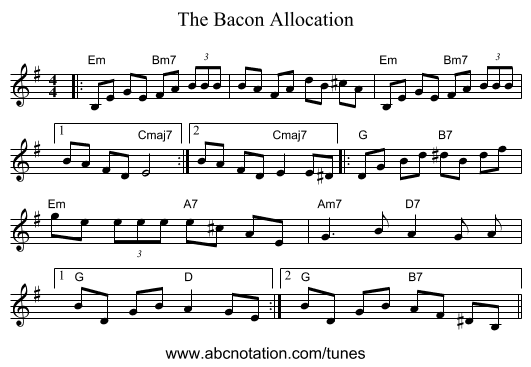 The Bacon Allocation - staff notation