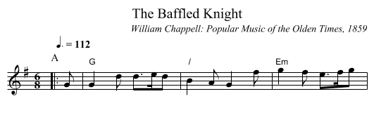 The Baffled Knight - staff notation