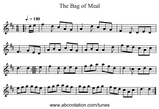The Bag of Meal - staff notation