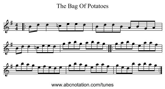 The Bag Of Potatoes - staff notation
