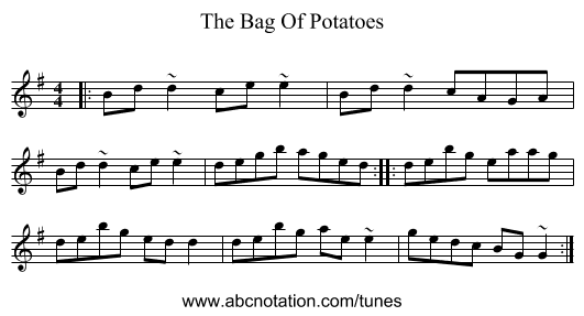 The Bag Of Potatoes - staff notation