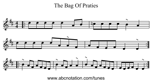 The Bag Of Praties - staff notation