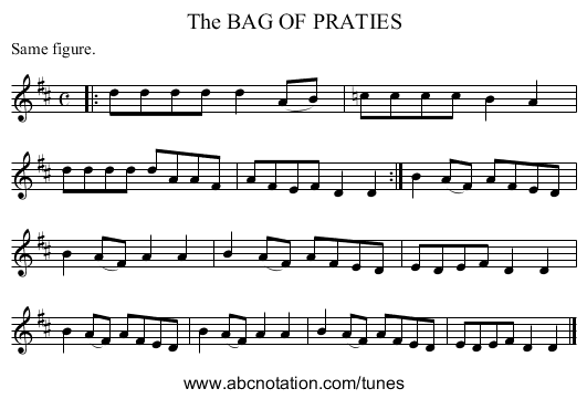 The BAG OF PRATIES - staff notation