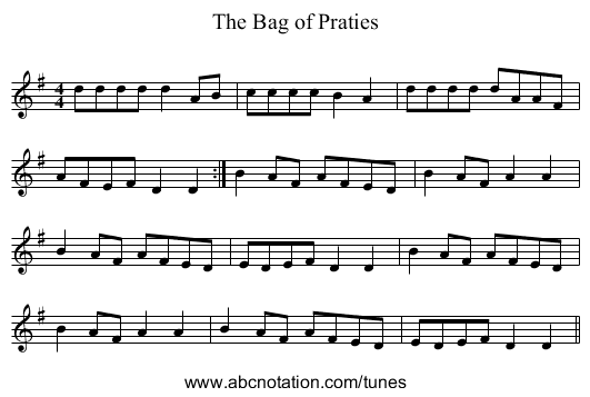 The Bag of Praties - staff notation