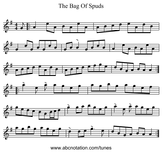 The Bag Of Spuds - staff notation